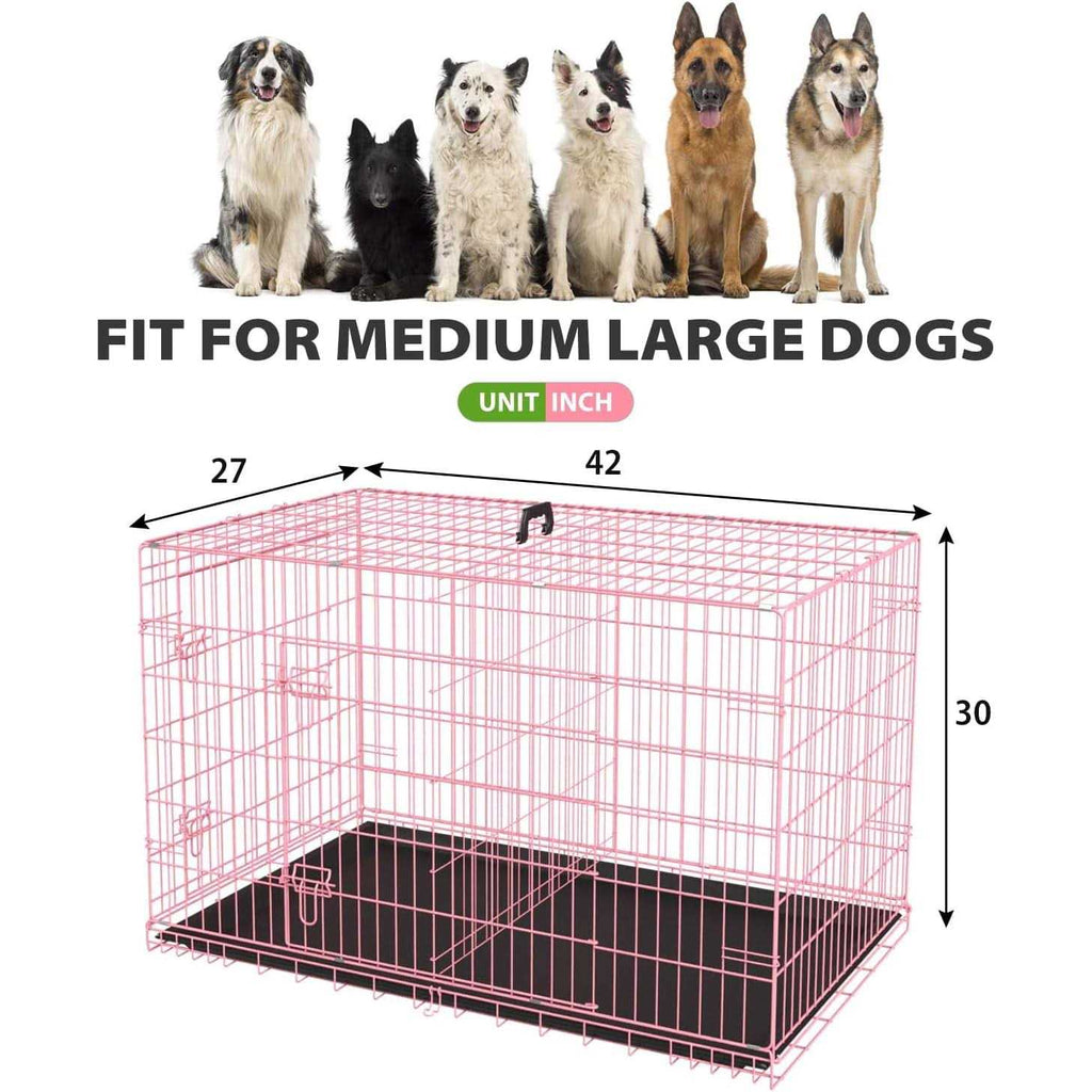 42 inch Foldable Metal Dog Crate with 2 Doors A504963