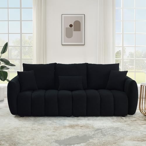 81" Beige Teddy Boucle 3-Seater Sofa F7464