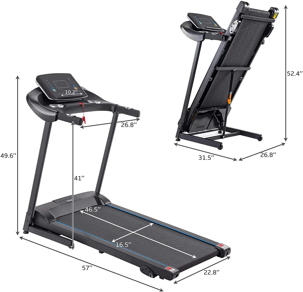 3.5HP Folding Electric Treadmill with Incline, Black W134