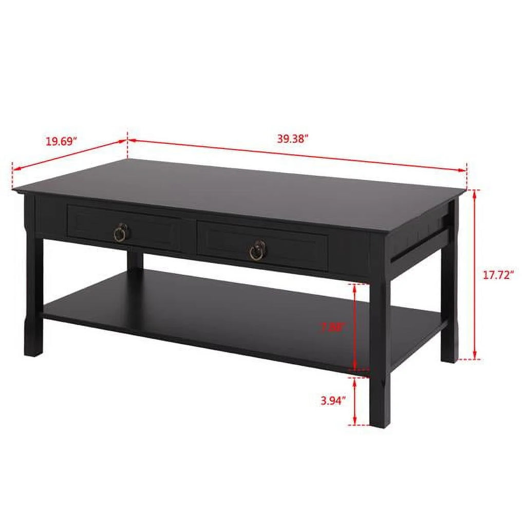 Black Solid Wood Coffee Table U7792