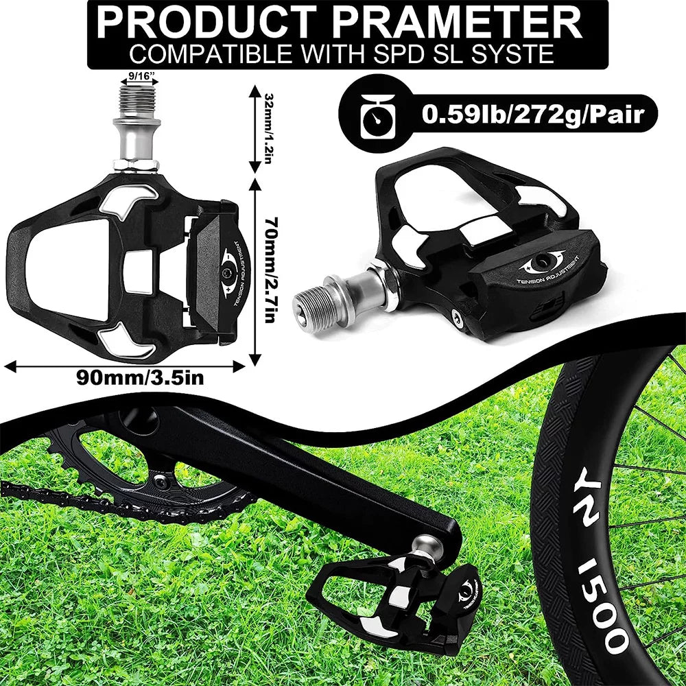Clipless Pedals SPD-SL System 9/16 inch Road Bike Sealed Bearings P233396