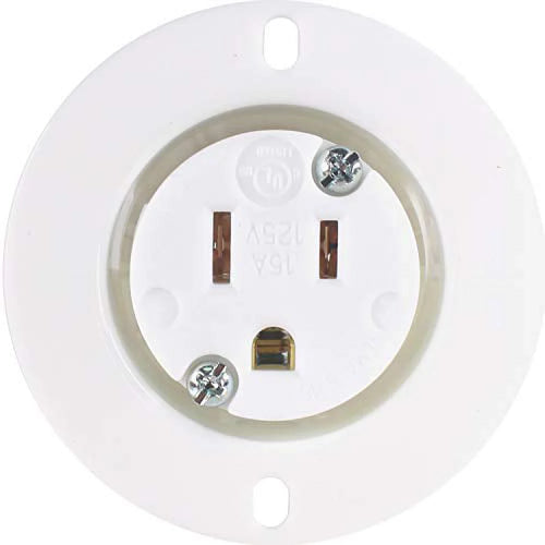 15 Amp 120-125 Volt NEMA 5-15 Flanged Outlet White Commercial Grade 2 Pole-3 Wire Straight Blade Plug Charger Receptacle 10-Pack C936
