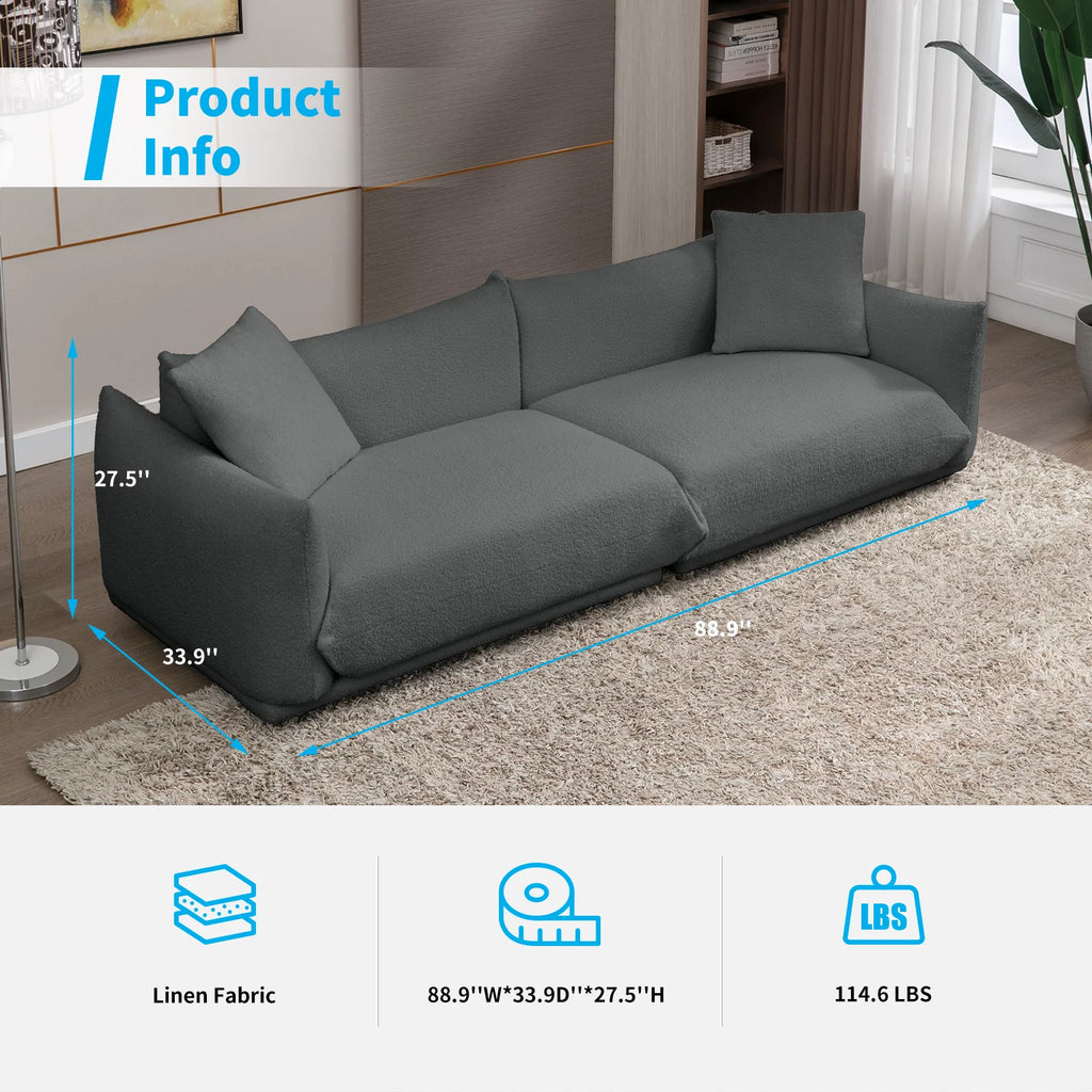 Dark Gray Lambswool Flared Arm Sofa D692529