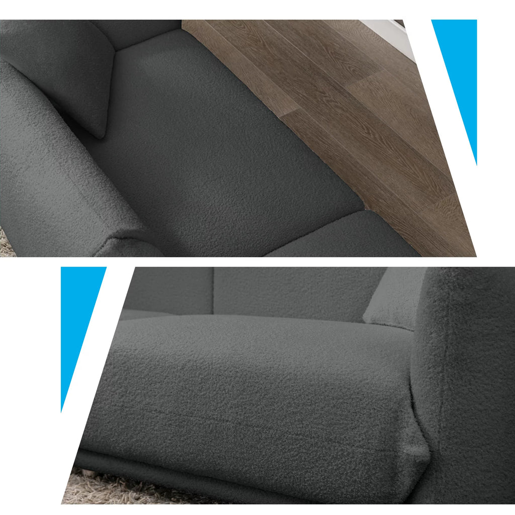 Dark Gray Lambswool Flared Arm Sofa D692529