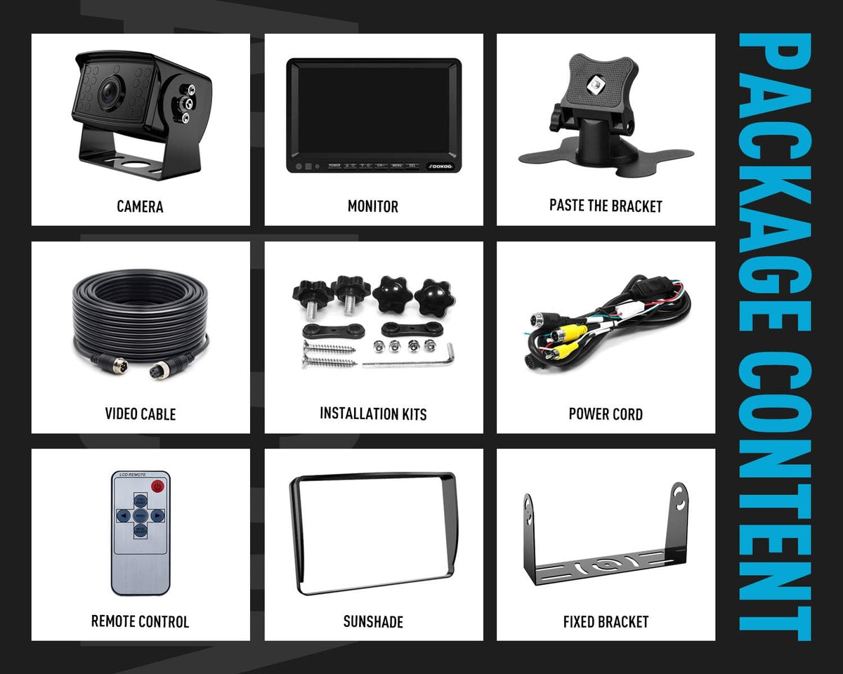 7'' 1080P HD Backup Camera System Kit IP69 Waterproof Rear View Camera S76097