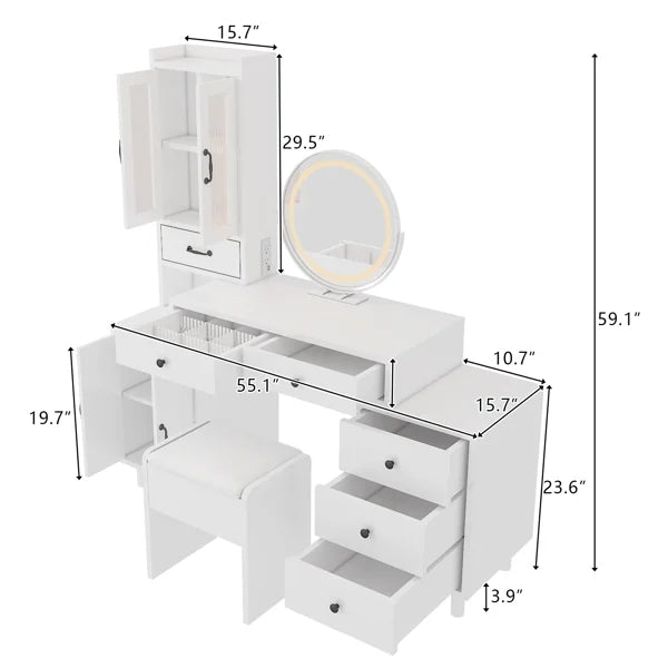 Modern Retractable Vanity with Power Outlets C4535