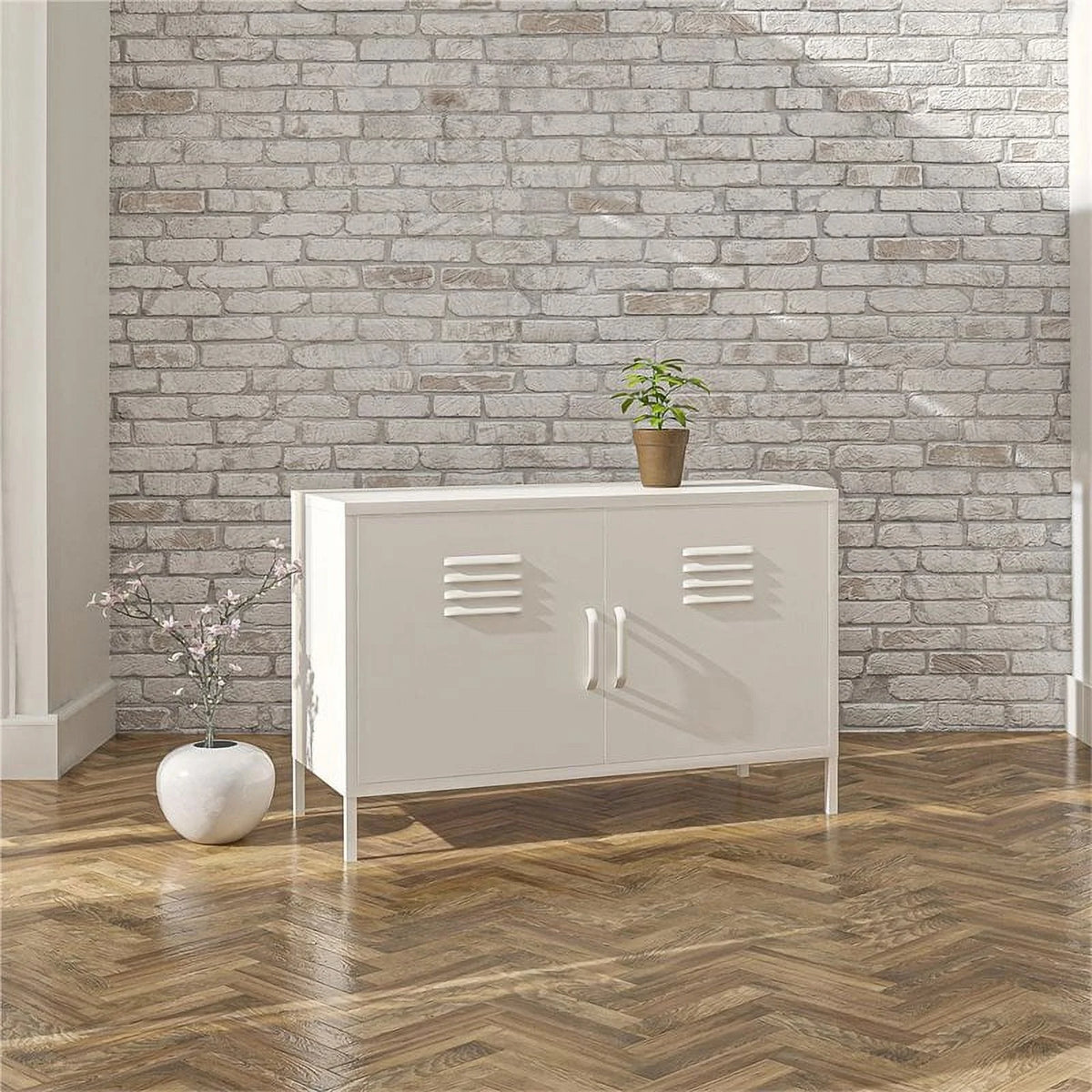 2 Door Metal Accent Cabinet in White U48234