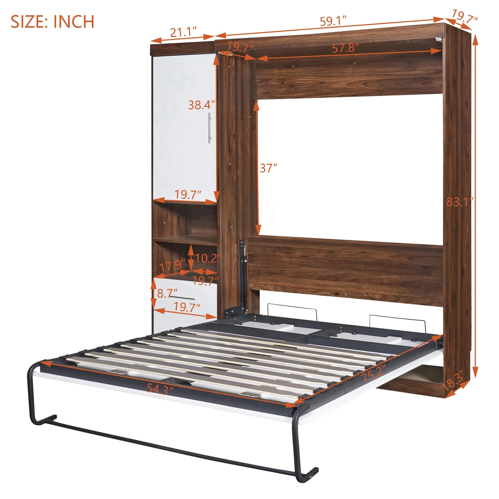 Twin Size Murphy Bed with Cabinet E349