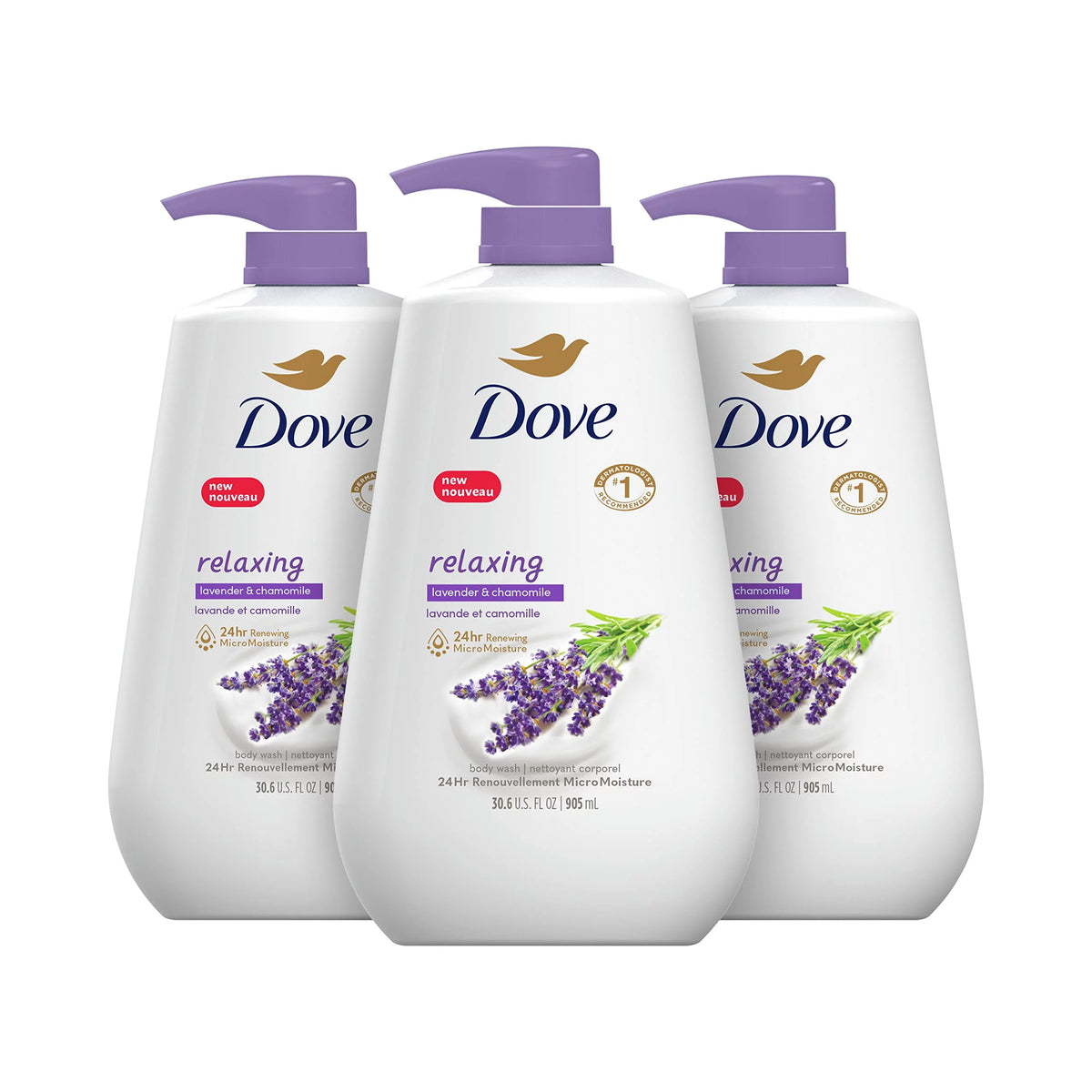 Lavender Oil & Chamomile Body Wash 3 Count 30.6 Oz H5923