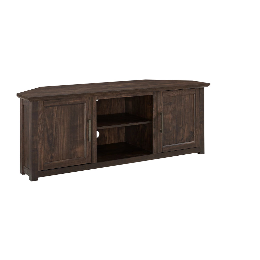 58" Rustic Wood Corner TV Stand in Dark Walnut T71531