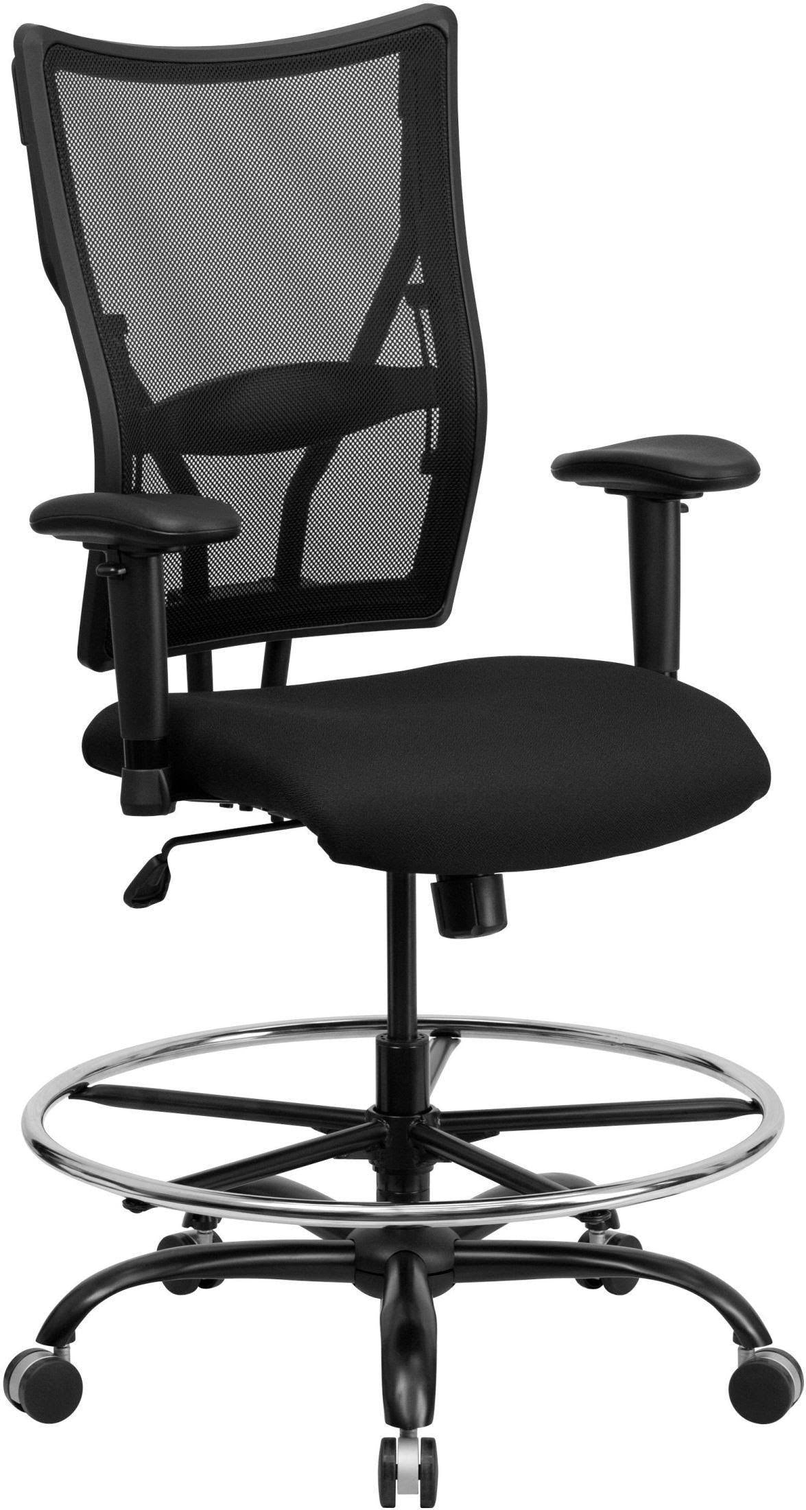 Black Mesh Drafting Chair with Adjustable Arms I736
