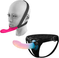 Set of 2 Adjustable Leather Strap-On Harness with 7.1" Silicone Dildo V6888