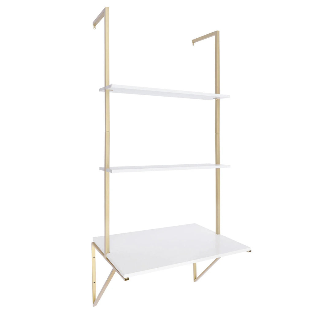 Wall Mount Table with 2 Book Storage Shelf I6655