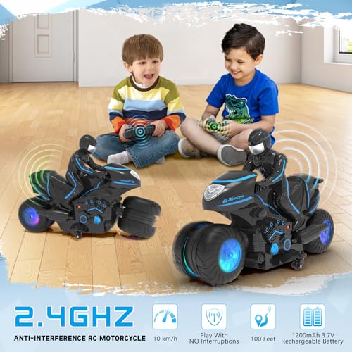 Remote Control Motorcycle with RGB Wheels Lights E628099