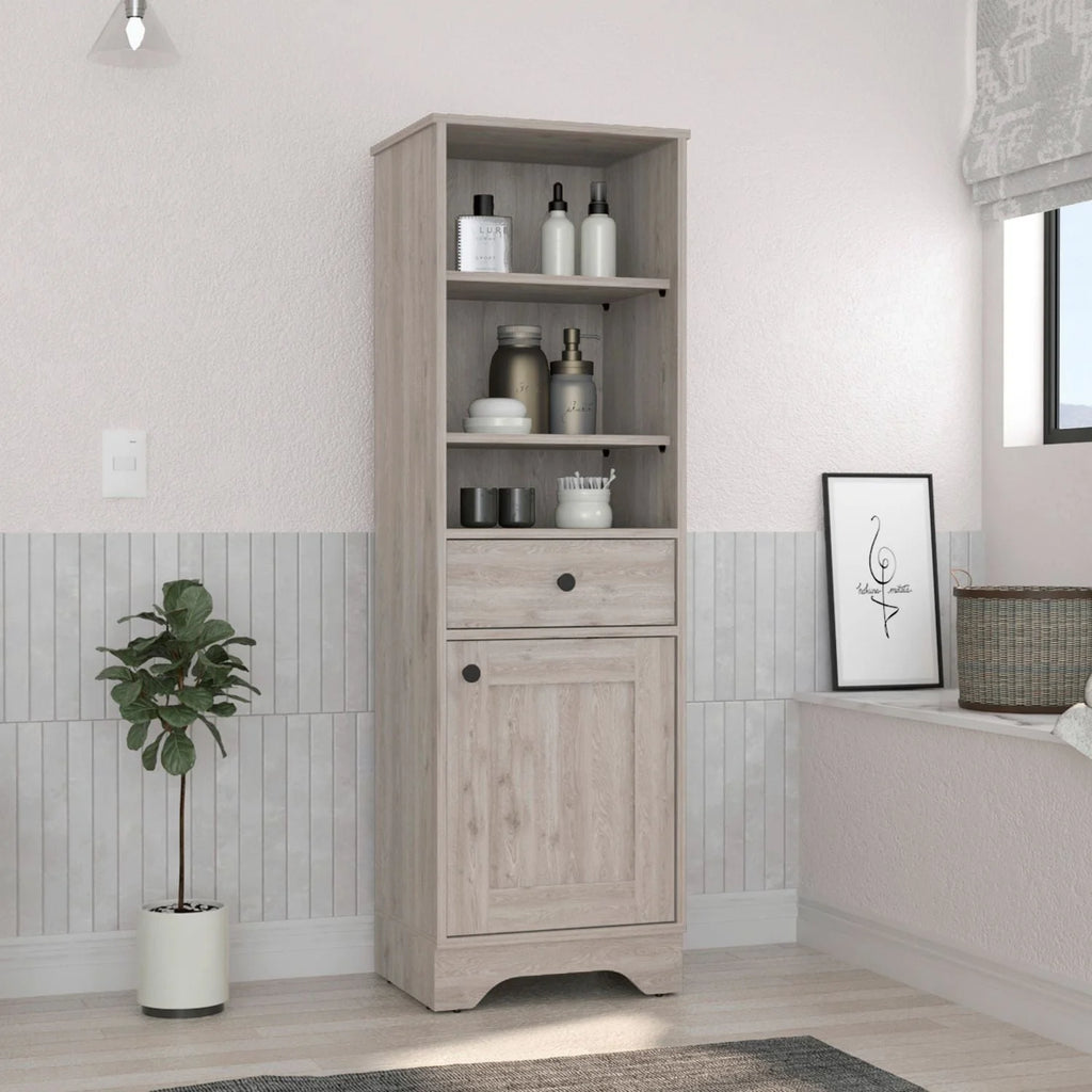 Light Oak & White Single Door Cabinet X6553