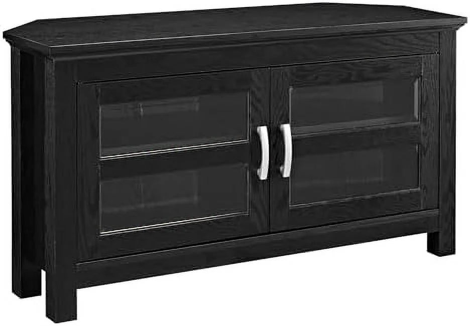 2 Door Corner Wood TV Stand up to 48" 44 Inch Black Z4696