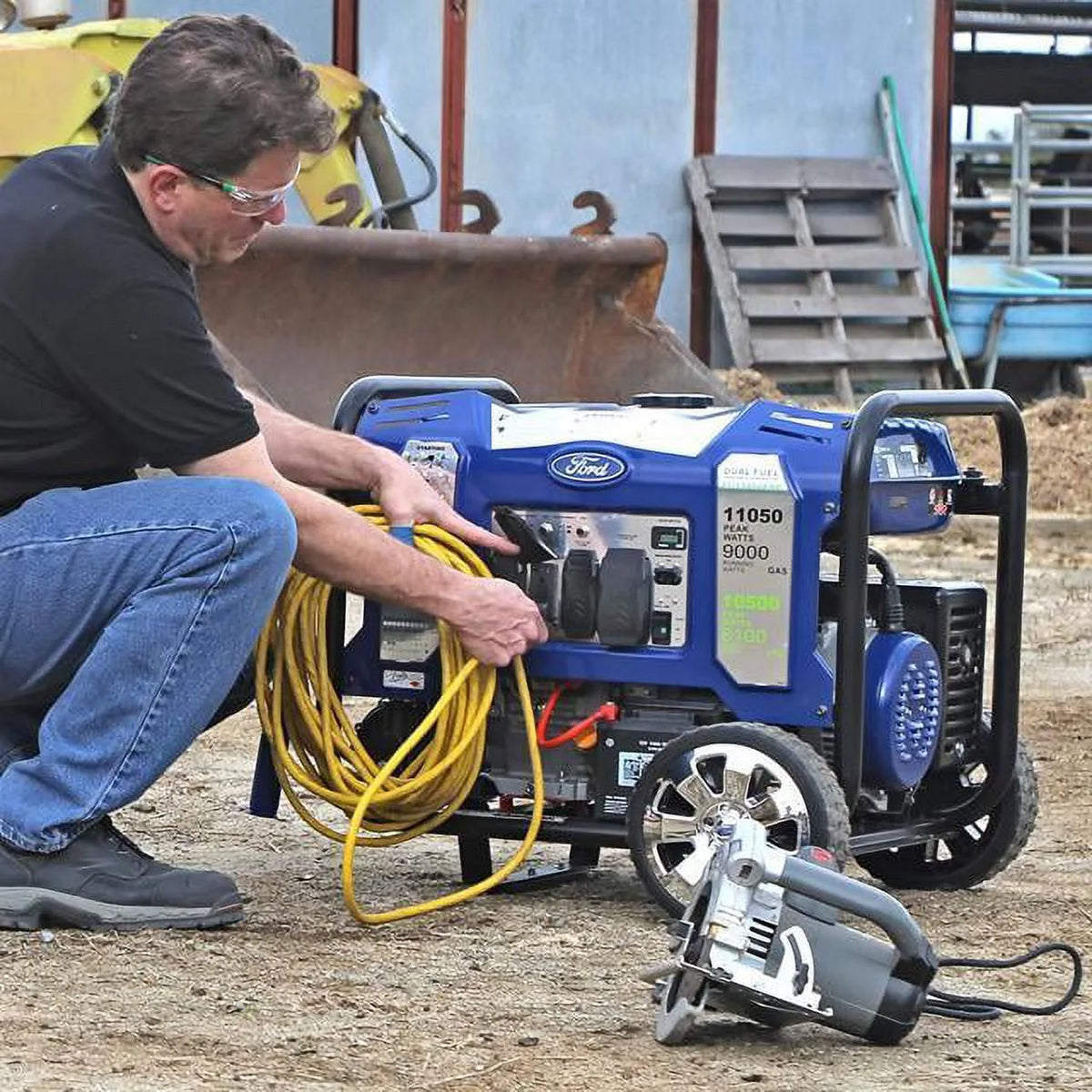 11050W Dual Fuel Portable Electric Start Generator, Blue U35484