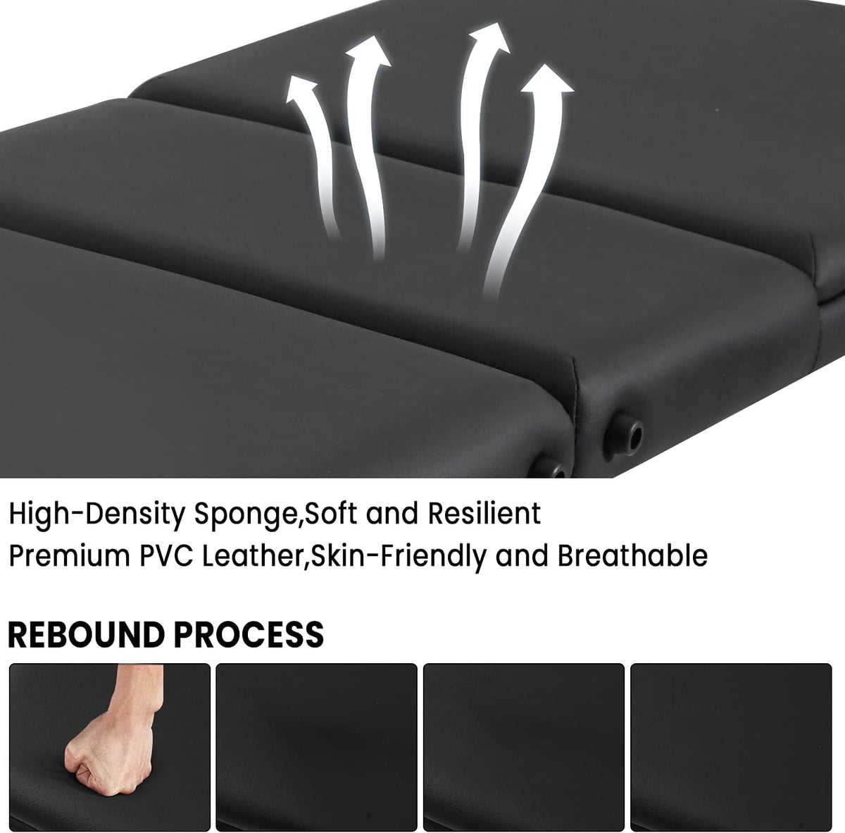 Black 3 Fold Portable Massage Bed with Carrying Case G878