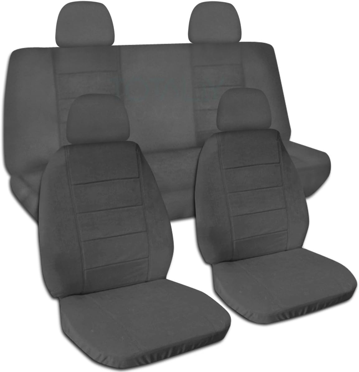 Solid Color Car Seat Covers with 4 Headrest Covers Navy Blue Full Set X97728