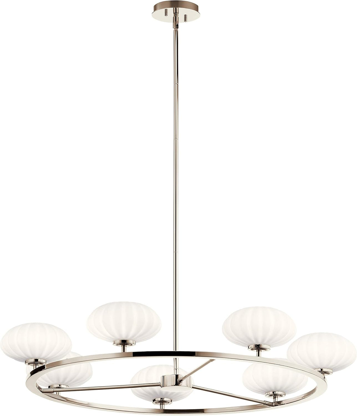 6 Light Oval Chandelier with Satin Etched Opal Glass J5852