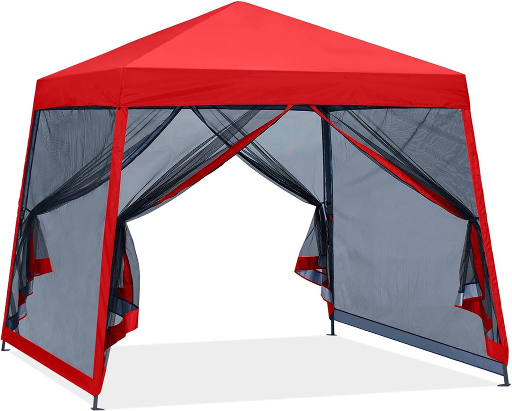 8x8 White Pop up Canopy Tent with Netting Wall M289452