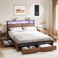 Queen Size Bed Frame with Headboard and 4 Storage Drawers G97548
