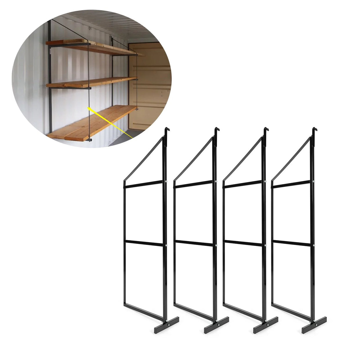 3 Tier Shipping Container Shelving Bracket 18" x 60" Black K858851
