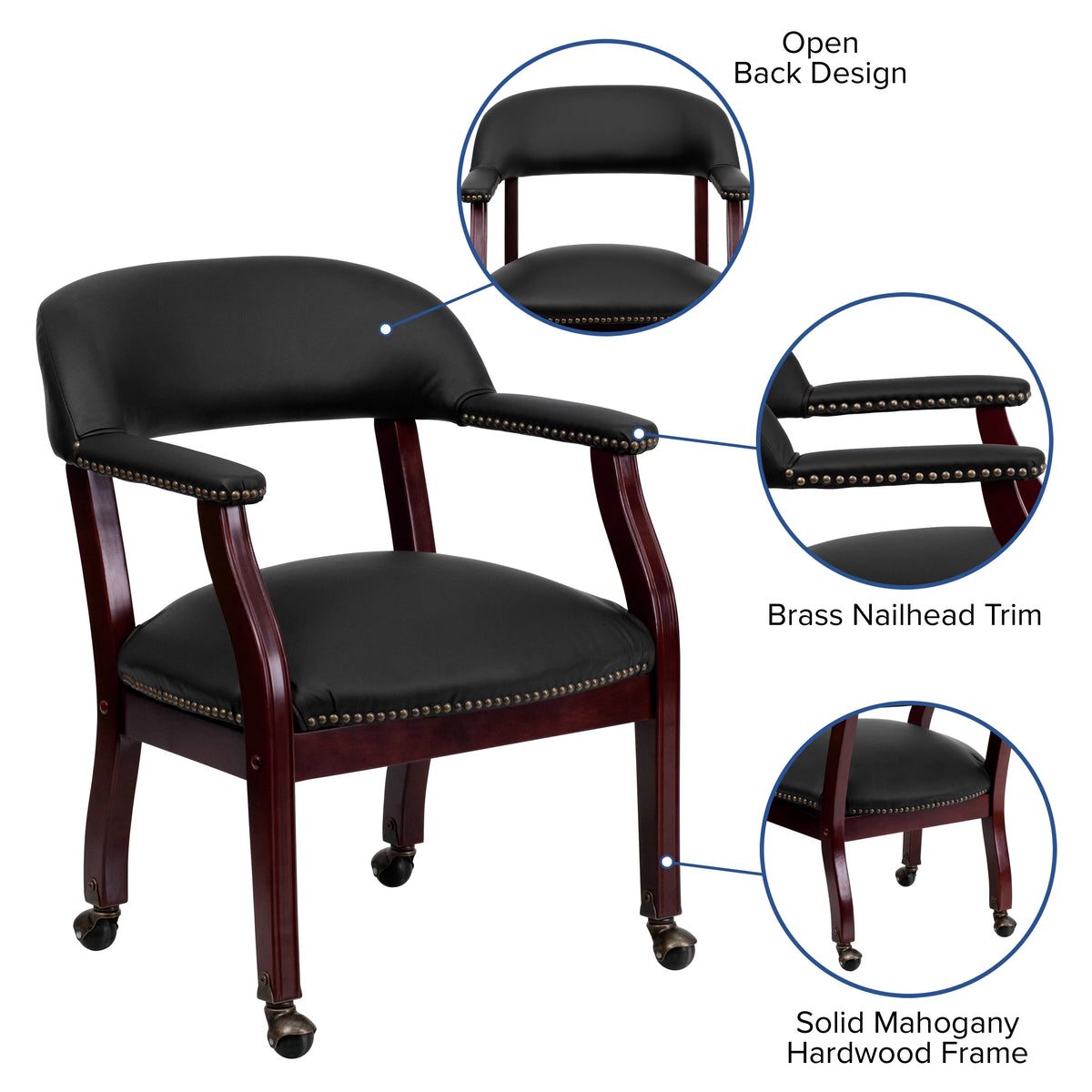 Black LeatherSoft Conference Chair with Casters P585692