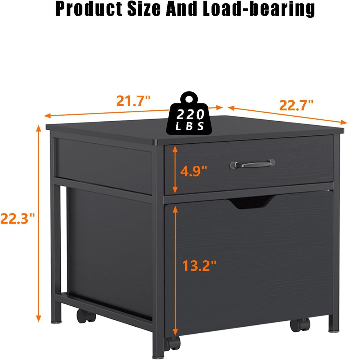 Mini Fridge Stand with Storage Rolling Cabinet 220LBS Capacity A229503