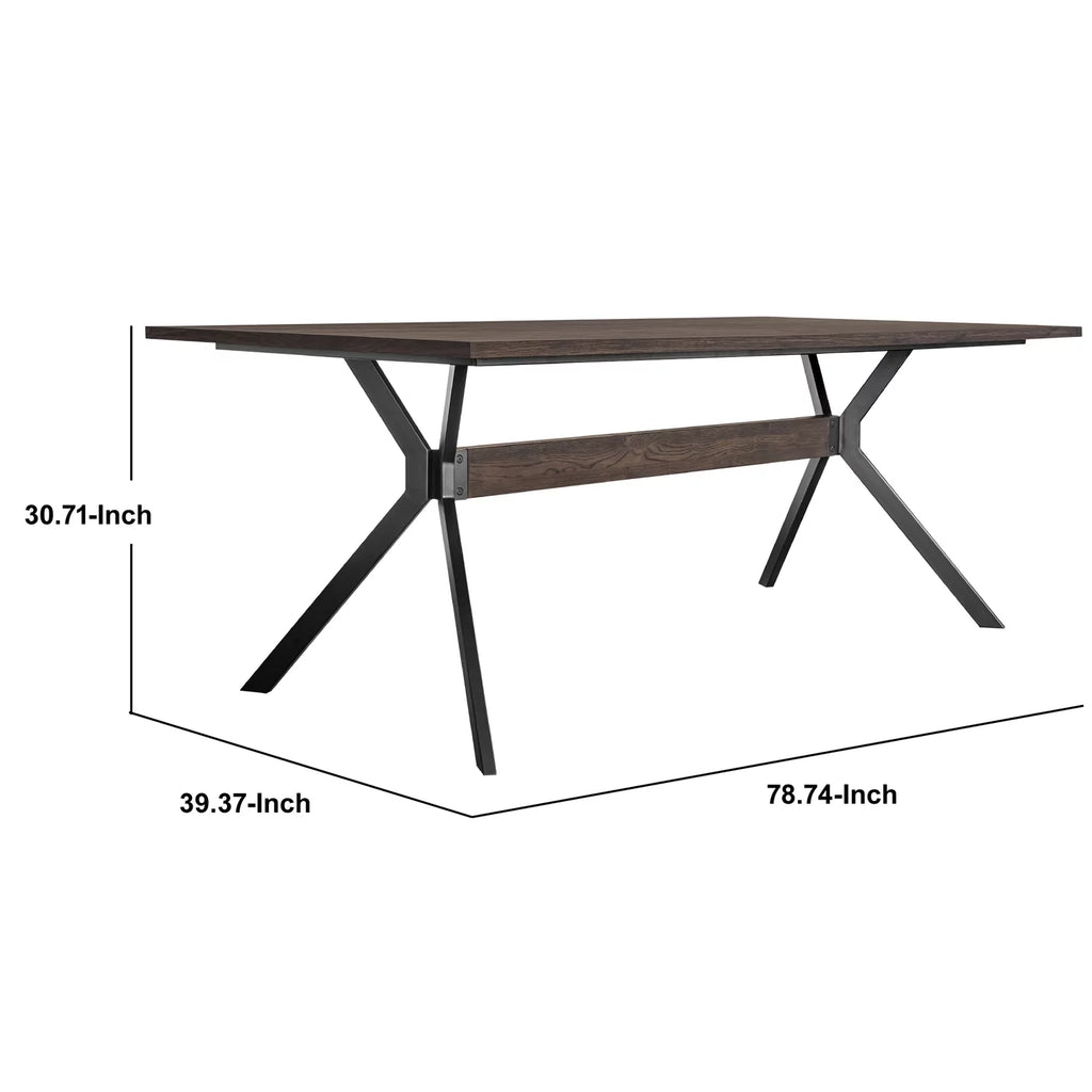 79 Inch Rectangular Wooden Dining Table with Trestle Base G6682