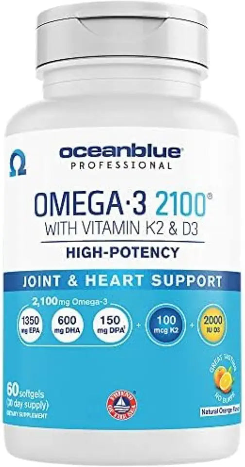 Omega-3 Fish Oil Supplement with Vitamin K2 and Vitamin D3, 60 Count S22386