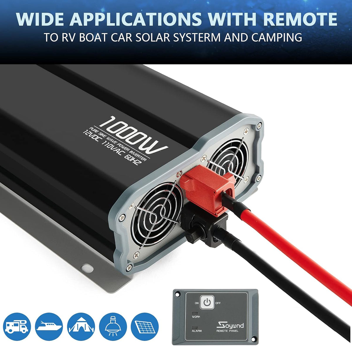 Pure Sine Wave 2000 Watt Power Inverter with Remote Controller M368628