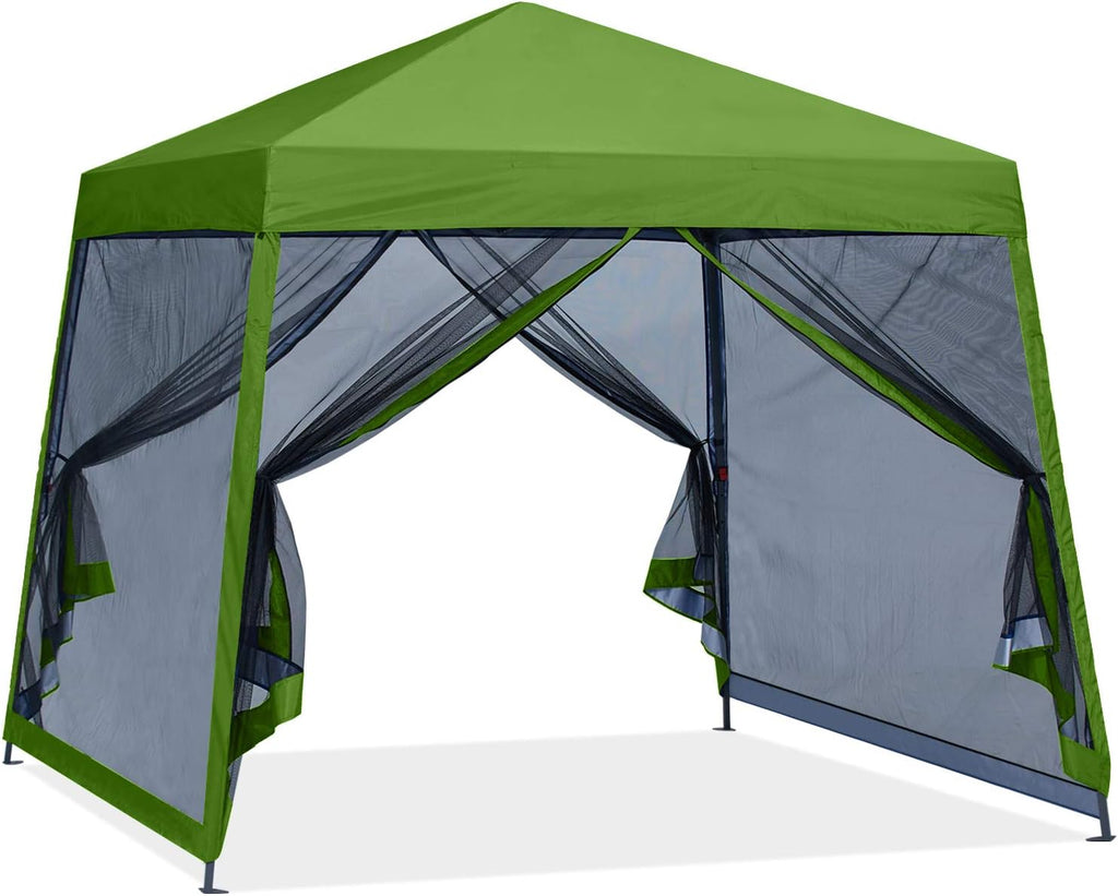8x8 White Pop up Canopy Tent with Netting Wall M289452