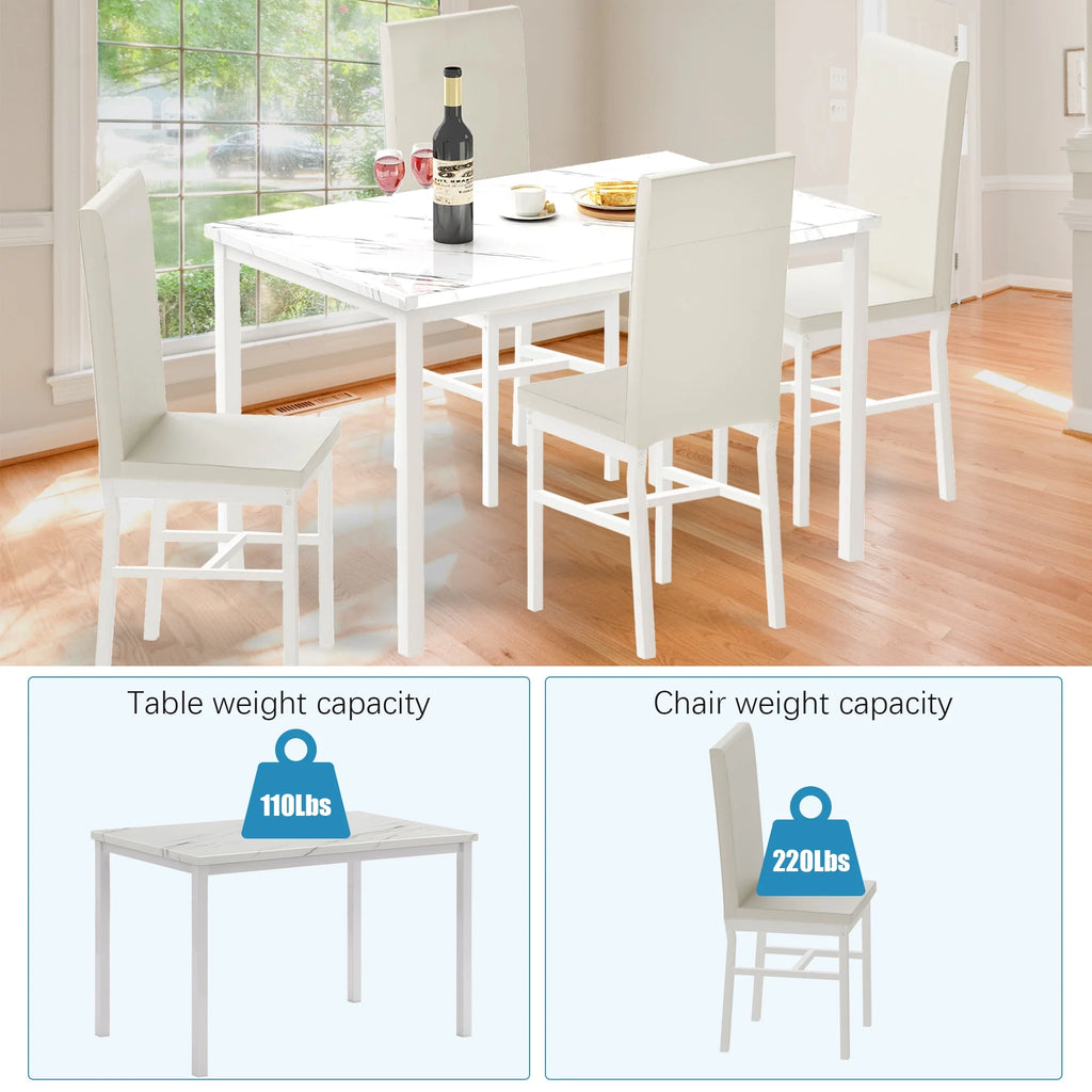 5 Piece White Dining Table and Chairs Set C3819