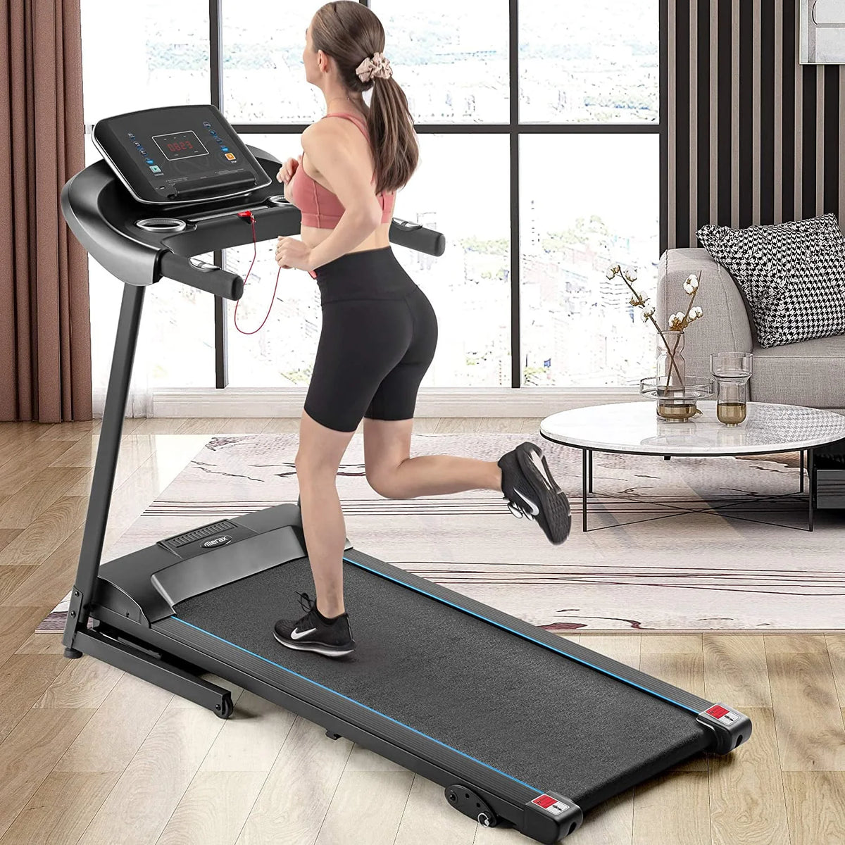 3.5HP Folding Electric Treadmill with Incline, Black W134