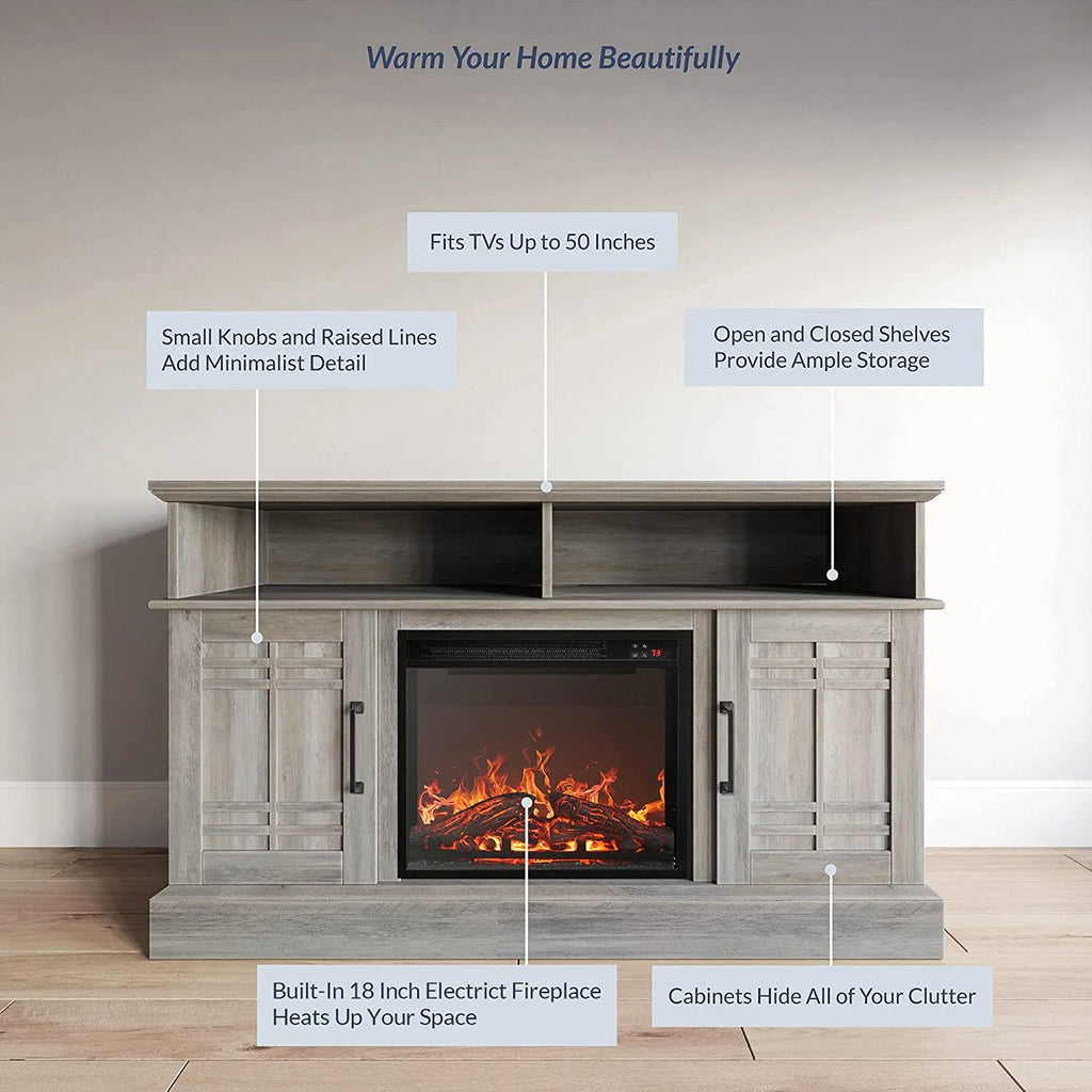 47" TV Stand with 18" Electric Fireplace G897