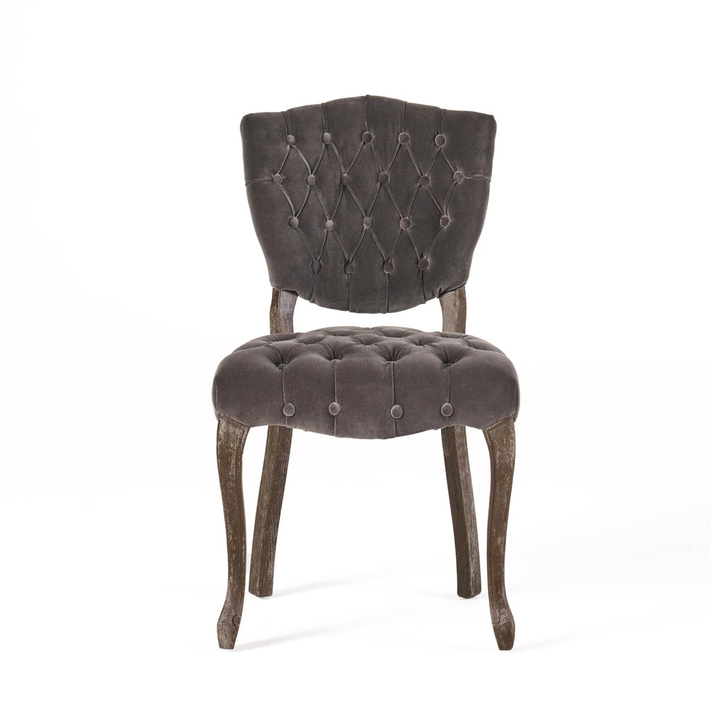 Charcoal Velvet Tufted Dining Chairs Set of 2 B4901