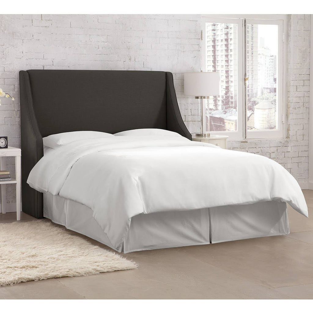 California King Linen Charcoal Wingback Headboard T2099