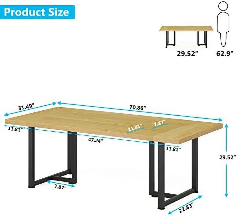 70.8'' Executive Desk Computer Desk Wooden Workstation (Oak) E7536