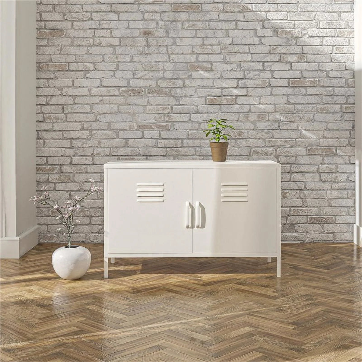 2 Door Metal Accent Cabinet in White U48234