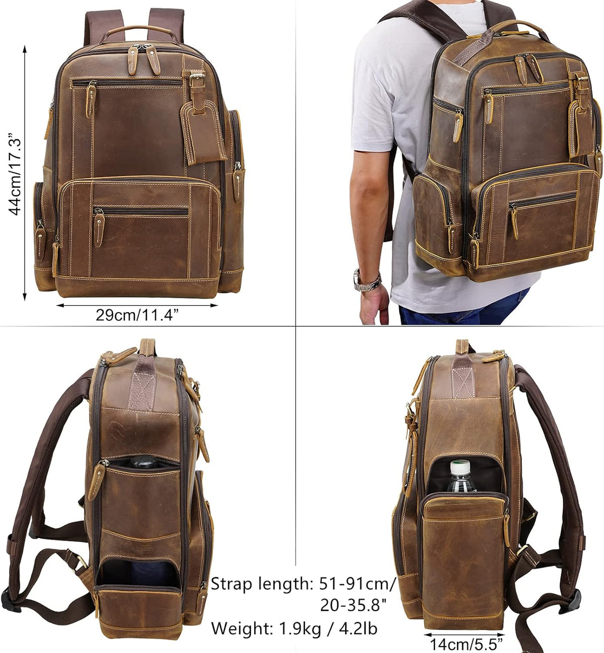 Full Grain Leather 15.6 Laptop Backpack P21270