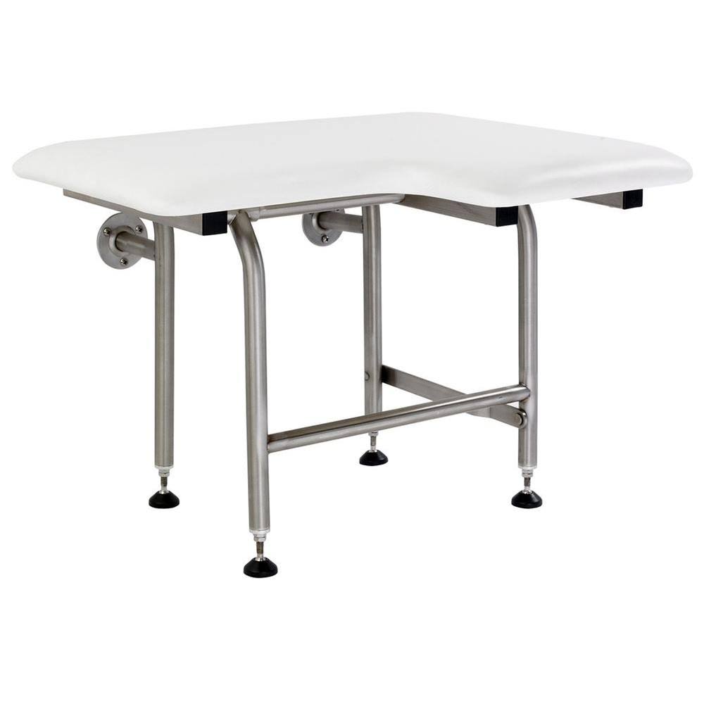 White Left-Hand Shower Seat with Legs R4338