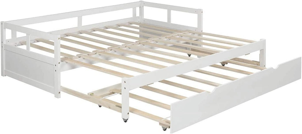 White Wood Daybed with Pull Out Trundle X738912