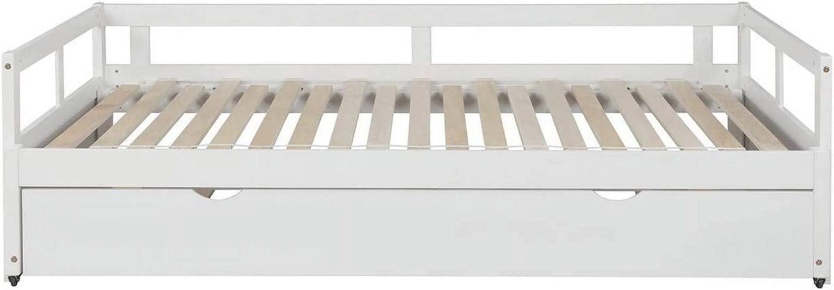 White Wood Daybed with Pull Out Trundle X738912