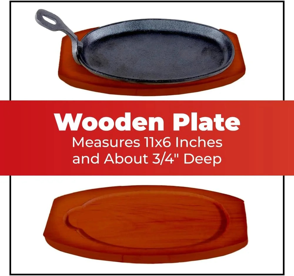Cast Iron Steak Plate with Wooden Holder M35442