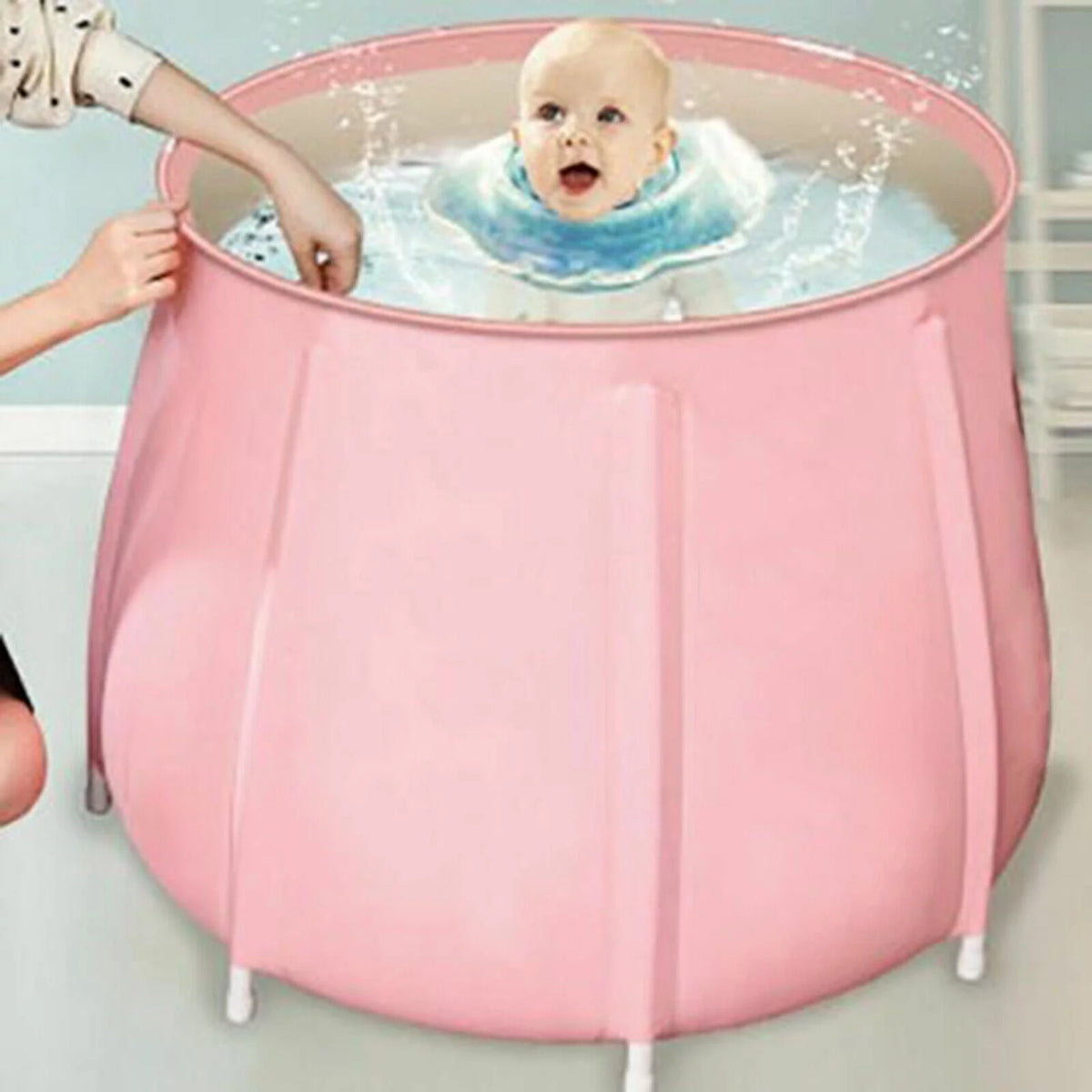 Pink PVC Inflatable Folding Bathtub U18128