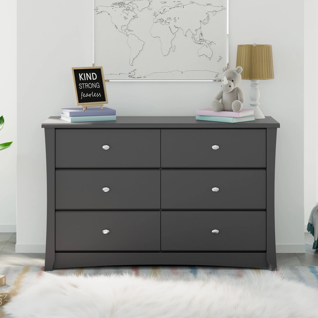 White 6 Drawer Double Dresser G10470