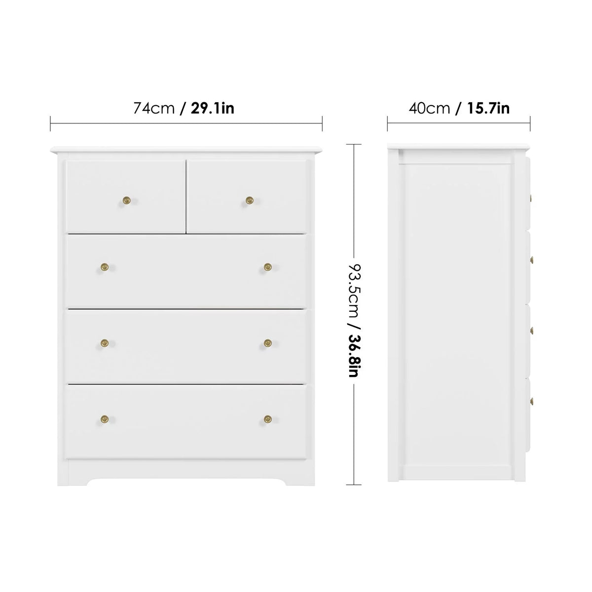 White 5 Drawer Dresser E9017