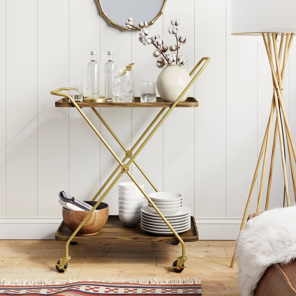 Beige Rolling Bar Cart or Serving Cart R6284