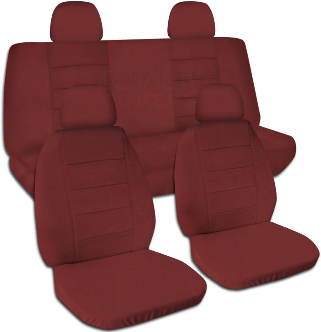 Solid Color Car Seat Covers with 4 Headrest Covers Navy Blue Full Set X97728